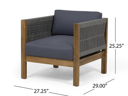 Charlotte - Outdoor And Rope 4 Seater Chat Set With Cushions - Teak