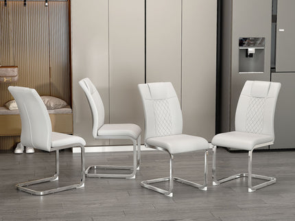 Modern Dining Chairs With Padded Seat, Metal Legs