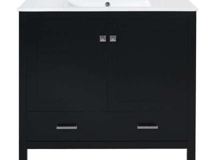 Bathroom Vanity With Sink, Soft Close Doors, Double Shelves & Divided Drawer