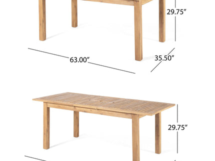 Outdoor 6 Seater Expandable Dining Set With Cushions - Sandblasted Natural / Beige