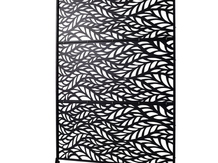 Outdoor & Indoor Privacy Screen Metal Privacy Screen, Freestanding Decorative Privacy Screen For Deck Balcony Patio - Black