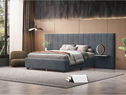 Upholstered Platform Bed With Big Headboard