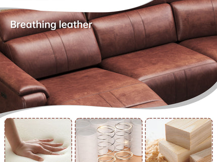 6 Piece Modular Sectional Sofa With 2 Cup Holders, Adjustable Recliners - Dark Brown