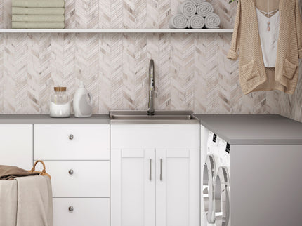 Shaker - Modern Wide, Laundry Cabinet With Faucet And Stainless Steel Sink