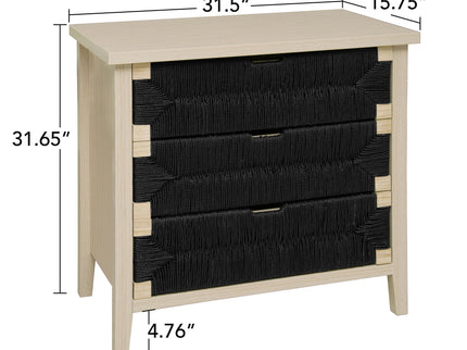 3 Drawer Buffet Sideboard With Adjustable Shelves, Storage Cabinet With Natural Seaweed Decor Doors For Living Room Kitchen Entryway - Natural