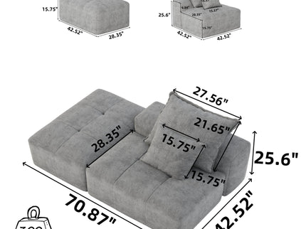 Modern Oversized Modular Sectional Sofa, Sparkling Fabric Soft Cushions With 2 Pillows
