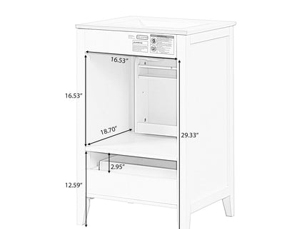 20" Bathroom Vanity With Sink Cabinet With Soft Closing Door, Drawer & Storage Rack - Black