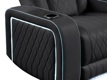 Electra - Power Recliner Sectional Sofa With Power Headrests, Console Loveseats, Wedge, LED Light Strip, Speakers