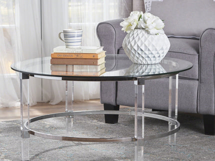 Tempered Glass Round Coffee Table With Four Legs - Clear