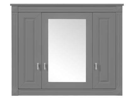 Wall Mounted Bathroom Cabinet With Mirror And 4 Shelves, Rectangular Design - Gray