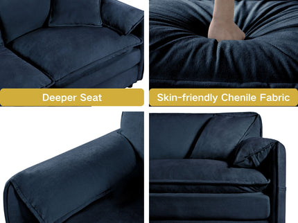 Modern Oversized Deep Seat Sectional Sofa With Pillows