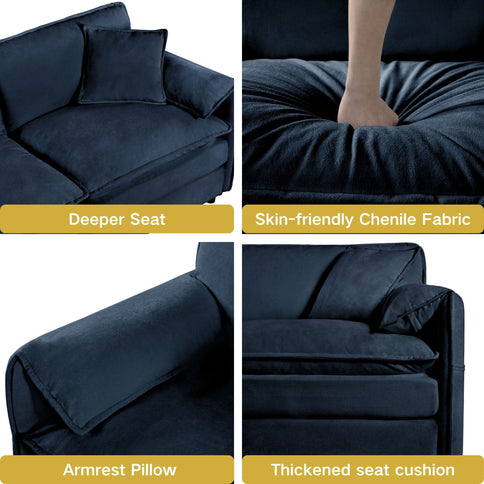 Modern Oversized Deep Seat Sectional Sofa With Pillows