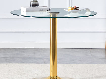 Modern Minimalist Round Dining Table With Glass Top