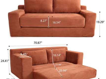 Convertible Loveseat Sofa Bed With Memory Foam & Steel Frame