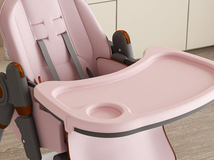 Adjustable Baby High Chair 0-6 Years, Portable Infant Feeding Seat With Safety Belt, Silent Lockable Wheels