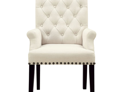 Vaughn - Upholstered Dining Chair With Tapered Legs And Nailhead Trim - Beige