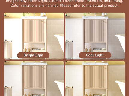 Bathroom Vanity With Sink, Freestanding Single Cabinet Set - Cream White