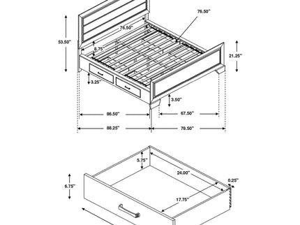 Kauffman - Queen Storage Panel Bed With Side Drawers - Dark Brown