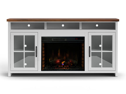 Fireplace TV Stand Console & Fixed Shelves