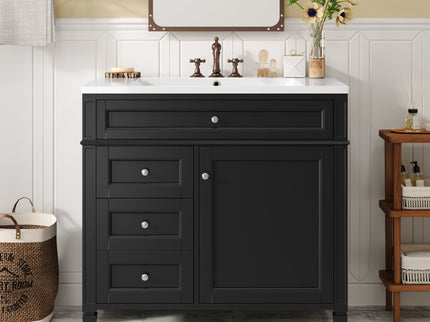 Bathroom Vanity With Top Sink, Storage Cabinet With 2 Drawers And Tip Out Drawer