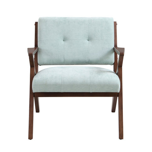 Modern Accent Chair With Plush Cushions, Angled Arm Design - Green