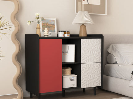 Modern Sideboard Buffet Cabinet With Doors And Unique Panel Styling