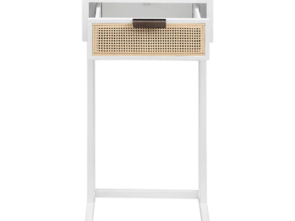 Kenneth - C Shape Side Table With Single Drawer - White