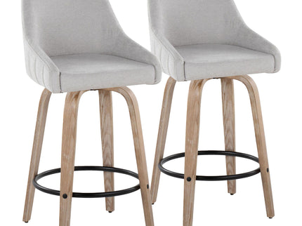 Hannah - Transitional Fixed Height Counter Stool With Swivel With Round Footrest (Set of 2)