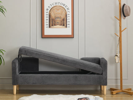 Upholstered Corduroy Flip Top Storage Bench For Living Room