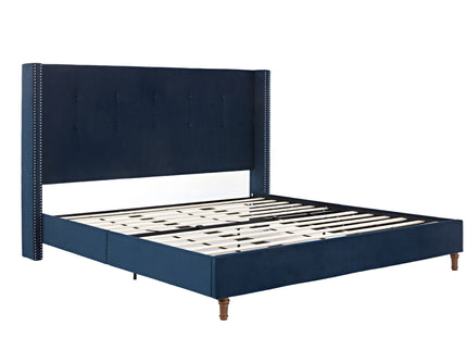 Peyton - Upholstered Bed With 54" High Headboard, Traditional Hand Buttoned Tufting