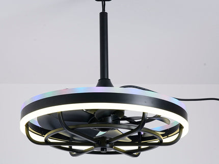 Ceiling Fan Light LED Light Source And Remote Control, 3000 - 6500K Dimmable LED Fan Light, 6 Speeds, For Living Room - Matte Black