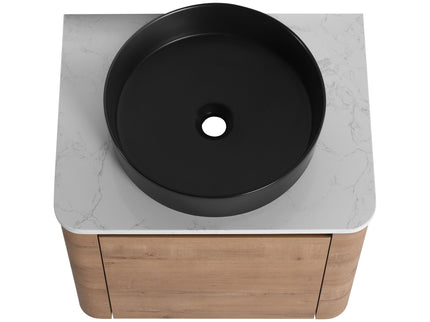 Wall Mounted Bathroom Vanity With Art Sink, 2 Storage Shelves, Soft Close Door