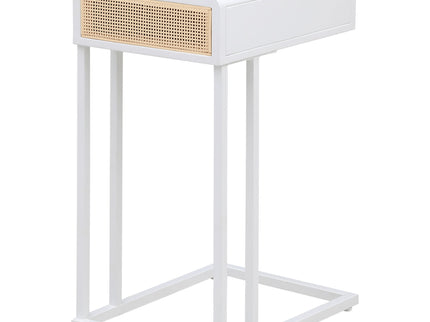 Kenneth - C Shape Side Table With Single Drawer - White