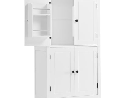 Elegant Bathroom Floor Storage Cabinet With 4 Doors, Adjustable Shelves
