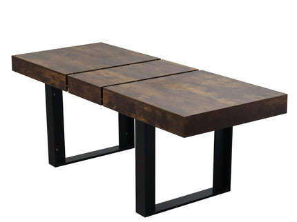 Extendable Dining Room Table For 6 8 10, Modern Farmhouse Wooden Kitchen Expanding Table, Long Large Expandable Dining Room Conference Table - Deep Rustic Brown