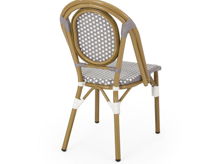 Outdoor Rattan And Aluminum French Bistro Chair Set