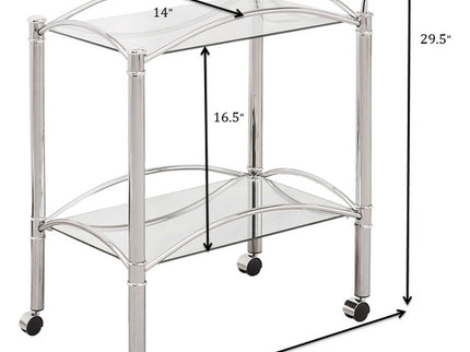 Porch & Den - 2 Tier Rectangular Glass Shelf Bar Cart With Glass - Chrome