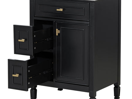 Bathroom Vanity With Sink, Flip Drawer, 2 Drawers, Adjustable Shelf