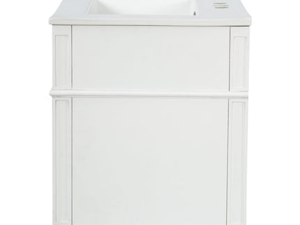 Wall Mounted Bathroom Vanity With Tip Out Drawer And Open Back Design