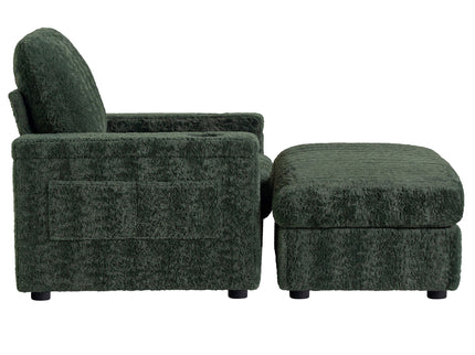 Oversized Chaise Lounge Indoor Rabbit Fur Sofa Bed With Storage Ottoman And Armrests Cup Holders With Deep Seat