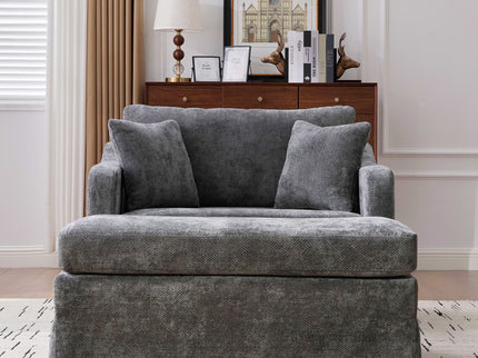 Accent Chair With Ottoman, Includes 2 Bolster Pillows