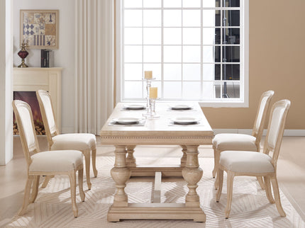 Dining Chairs Upholstered With Fan Shaped Back (Set of 2) - Beige