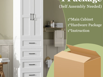 Bathroom Vanity With 2 Damping Hinge Doors, 3 Drawers, Adjustable Shelves - White