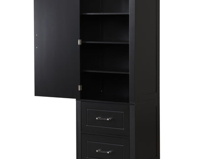 Tall Freestanding Bathroom Storage Cabinet With 2 Drawers And Adjustable Shelf