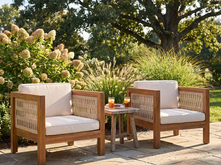Outdoor Club Chair & Rope Arm And Cushions