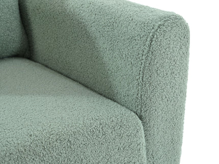 Modern Accent Chair, Teddy Fabric Living Room Chairs Comfy Reading Chair, Mid Century Accent Chair, Lounge Arm Chairs Armchair For Living Room Bedroom - Light Green