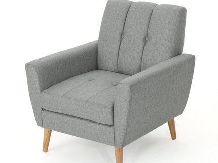 Fabric Channel Stitch Club Chair With Tufted Back - Gray