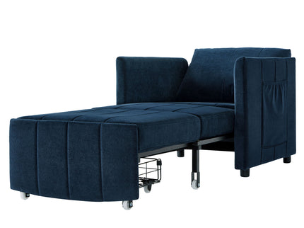 Upholstered Convertible Sleeper Sofa With 5 Position Backrest, Side Pockets, Storage