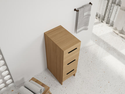 Slim Freestanding Bathroom Storage Cabinet, 3 Drawers - Light Oak