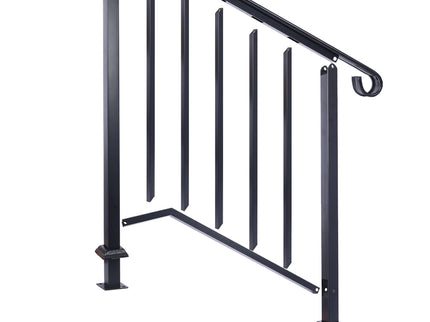 Handrails For Outdoor Steps, Fit 2 Or 3 Steps Outdoor Stair Railing, Wrought Iron Handrail, Flexible Porch Railing, Transitional Handrails For Concrete Steps Or Wooden Stairs